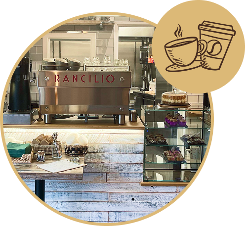 The coffee bar and cake counter inside Cool Beans